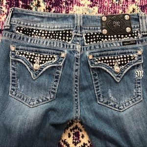 MISS ME Boot Leg Black Studded Denim Jeans 29